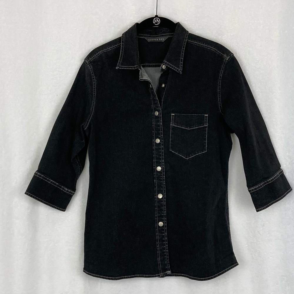Copper Key Black Button-Up Denim Shirt